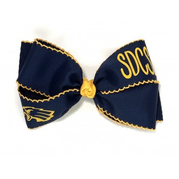 St. Dominic’s (Navy) / Yellow Gold Pico Stitch Bow - 7 Inch